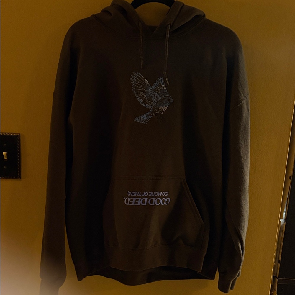 Men's Dark Hoodie with Bird Graphic